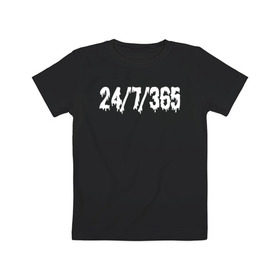 Детская футболка хлопок с принтом 24-7-365 в Курске, 100% хлопок | круглый вырез горловины, полуприлегающий силуэт, длина до линии бедер | 24 | 365 | 7 | coldcloud | hubba | андреев | год | день | месяц | сервис. круглосуточно | сутки
