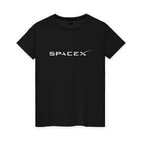 Женская футболка хлопок с принтом SpaceX в Курске, 100% хлопок | прямой крой, круглый вырез горловины, длина до линии бедер, слегка спущенное плечо | elon musk | spacex | илон маск | космос | спэйсикс