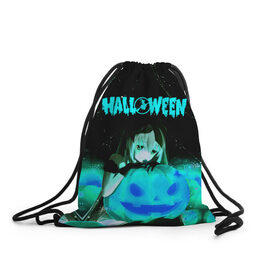 Рюкзак-мешок 3D с принтом Halloween в Курске, 100% полиэстер | плотность ткани — 200 г/м2, размер — 35 х 45 см; лямки — толстые шнурки, застежка на шнуровке, без карманов и подкладки | аниме | ведьма | девушка | зомби | ирландия | кладбище | колдун | кости | кошки | летучие | луна | мертвец | мёртвые | монстры | мыши | ночь | оборотни | пауки | паутина | подарок | праздник | свет | свечи