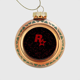Стеклянный ёлочный шар с принтом Rockstar в Курске, Стекло | Диаметр: 80 мм | auto | dead | grand | gta | gta5 | rdr | red | redemption | rockstar | theft | рокстар