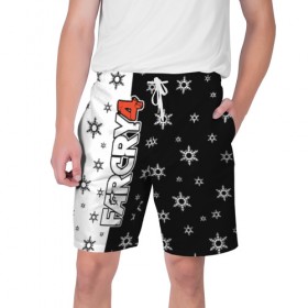 Мужские шорты 3D с принтом Новогодний Far Cry в Курске,  полиэстер 100% | прямой крой, два кармана без застежек по бокам. Мягкая трикотажная резинка на поясе, внутри которой широкие завязки. Длина чуть выше колен | 