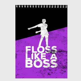 Скетчбук с принтом Floss Like A Boss в Курске, 100% бумага
 | 48 листов, плотность листов — 100 г/м2, плотность картонной обложки — 250 г/м2. Листы скреплены сверху удобной пружинной спиралью | Тематика изображения на принте: battle | boss | epic | floss | fortnite | game | games | lama | pubg | pvp | royale | save | survival | the | world | битва | выживание | дроп | игра | игры | королевская | лама | массакр | мир | пабг | спасти | фортнайт