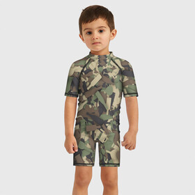 Детский купальный костюм 3D с принтом Лесной камуфляж с бутылками в Курске, Полиэстер 85%, Спандекс 15% | застежка на молнии на спине | Тематика изображения на принте: бармен | бокал | бутылка | кружка | лес | милитари | паттрен | рюмка | хаки