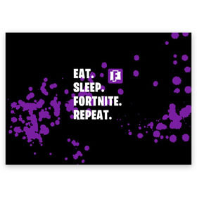 Поздравительная открытка с принтом Eat Sleep Fortnite Repeat в Курске, 100% бумага | плотность бумаги 280 г/м2, матовая, на обратной стороне линовка и место для марки
 | Тематика изображения на принте: battle | boss | epic | floss | fortnite | game | games | lama | pubg | pvp | royale | save | survival | the | world | битва | выживание | дроп | игра | игры | королевская | лама | массакр | мир | пабг | спасти | фортнайт