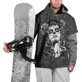Накидка на куртку 3D с принтом Sugar girl в Курске, 100% полиэстер |  | death | dia | helloween | witch | праздник | хелоуин | хэллоуин | череп
