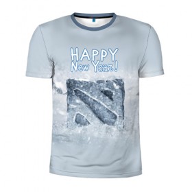 Мужская футболка 3D спортивная с принтом Дота 2 с Новым Годом! в Курске, 100% полиэстер с улучшенными характеристиками | приталенный силуэт, круглая горловина, широкие плечи, сужается к линии бедра | 