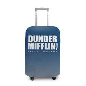 Чехол для чемодана 3D с принтом The Office: Dunder Mifflin в Курске, 86% полиэфир, 14% спандекс | двустороннее нанесение принта, прорези для ручек и колес | company | dunder | inc | mifflin | office | paper | the | бумага | бумаги | бумажная | дандер | компания | контора | корпорация | листочки | листы | лого | логотип | миффлин | офис | оффис | сериал | сериалы | символ | синий