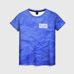 Женская футболка 3D с принтом Dunder Mifflin Paper Company в Курске, 100% полиэфир ( синтетическое хлопкоподобное полотно) | прямой крой, круглый вырез горловины, длина до линии бедер | 