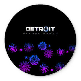Коврик круглый с принтом Новогодний Detroit: Become human в Курске, резина и полиэстер | круглая форма, изображение наносится на всю лицевую часть | Тематика изображения на принте: 