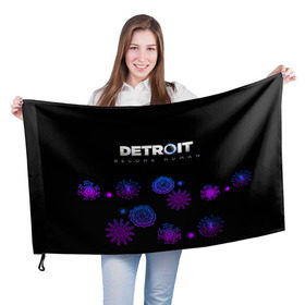 Флаг 3D с принтом Новогодний Detroit: Become human в Курске, 100% полиэстер | плотность ткани — 95 г/м2, размер — 67 х 109 см. Принт наносится с одной стороны | 