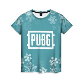 Женская футболка 3D с принтом PUBG Новогодний в Курске, 100% полиэфир ( синтетическое хлопкоподобное полотно) | прямой крой, круглый вырез горловины, длина до линии бедер | 