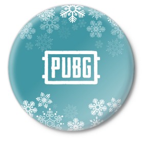 Значок с принтом PUBG Новогодний в Курске,  металл | круглая форма, металлическая застежка в виде булавки | 