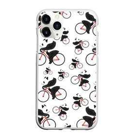 Чехол для iPhone 11 Pro Max матовый с принтом Панды На Велосипеде в Курске, Силикон |  | велосипед | мишки | панда | паттерн