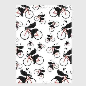 Скетчбук с принтом Панды На Велосипеде в Курске, 100% бумага
 | 48 листов, плотность листов — 100 г/м2, плотность картонной обложки — 250 г/м2. Листы скреплены сверху удобной пружинной спиралью | Тематика изображения на принте: велосипед | мишки | панда | паттерн