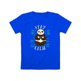 Детская футболка хлопок с принтом Панда в Курске, 100% хлопок | круглый вырез горловины, полуприлегающий силуэт, длина до линии бедер | calm | панда | панды | спокойствие