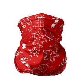 Бандана-труба 3D с принтом Новогоднее настроение RED в Курске, 100% полиэстер, ткань с особыми свойствами — Activecool | плотность 150‒180 г/м2; хорошо тянется, но сохраняет форму | настроение | новый год | печенье | подарки