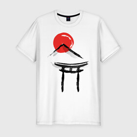 Мужская футболка хлопок Slim с принтом Японский стиль в Курске, 92% хлопок, 8% лайкра | приталенный силуэт, круглый вырез ворота, длина до линии бедра, короткий рукав | азия | восток | путешествия | сакура | япония