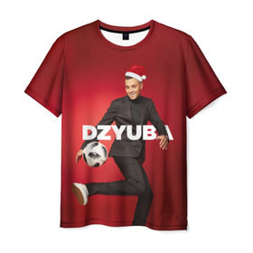 Мужская футболка 3D с принтом Новогодний Дзюба в Курске, 100% полиэфир | прямой крой, круглый вырез горловины, длина до линии бедер | new yaer | артем дзюба | дзюба | зима футбол | новый год | новый год футбол | футбол | футбол новый год