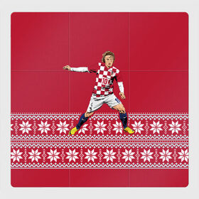 Магнитный плакат 3Х3 с принтом Luka Modric в Курске, Полимерный материал с магнитным слоем | 9 деталей размером 9*9 см | luka modric | modric | new yaer | зима футбол | модрич | новый год | новый год футбол | футбол | футбол новый год