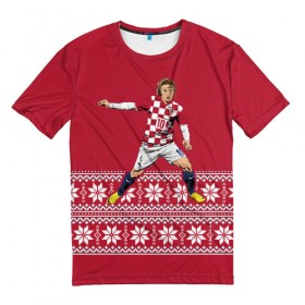 Мужская футболка 3D с принтом Luka Modric в Курске, 100% полиэфир | прямой крой, круглый вырез горловины, длина до линии бедер | luka modric | modric | new yaer | зима футбол | модрич | новый год | новый год футбол | футбол | футбол новый год