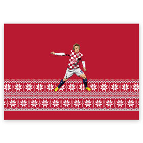 Поздравительная открытка с принтом Luka Modric в Курске, 100% бумага | плотность бумаги 280 г/м2, матовая, на обратной стороне линовка и место для марки
 | luka modric | modric | new yaer | зима футбол | модрич | новый год | новый год футбол | футбол | футбол новый год