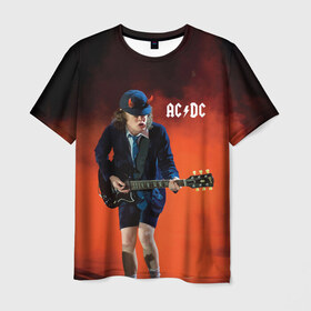 Мужская футболка 3D с принтом AC/DC в Курске, 100% полиэфир | прямой крой, круглый вырез горловины, длина до линии бедер | ac d.c. | ac dc | acdc | angus | back | bad | black | chrome | guitar | hard | hell | highway | mucis | red | rock | smoke | young | ангус | гитара | группа | диси | дым | красный | музыка | рок | тяжелый | эйси | эйсидиси | янг