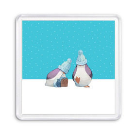 Магнит 55*55 с принтом Милые пингвинчики в Курске, Пластик | Размер: 65*65 мм; Размер печати: 55*55 мм | christmas | new | pinguin | snow | snowflakes | winter | xmas | year | год | зима | новый | пингвин | рождество | снег | снежинки
