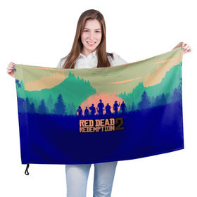 Флаг 3D с принтом Red Dead Redemption 2 в Курске, 100% полиэстер | плотность ткани — 95 г/м2, размер — 67 х 109 см. Принт наносится с одной стороны | 
