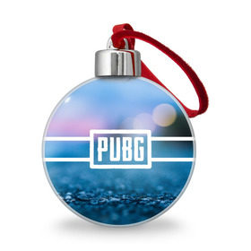 Ёлочный шар с принтом PUBG light blue в Курске, Пластик | Диаметр: 77 мм | Тематика изображения на принте: pubg | игра | лого | пубг | светлый | стрелялка | шутер