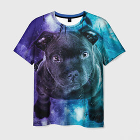Мужская футболка 3D с принтом Милый пёс в Курске, 100% полиэфир | прямой крой, круглый вырез горловины, длина до линии бедер | Тематика изображения на принте: dog | бульдог | собака | черный