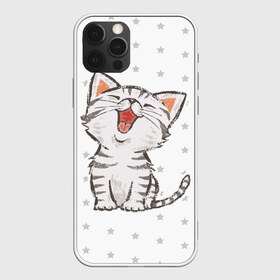 Чехол для iPhone 12 Pro Max с принтом Милейший Котик в Курске, Силикон |  | cat | cats | cute | kitten | kitty | pussy | smile | звезды | кот | котенок | котик | котики | коты | котята | кошечка | кошечки | кошка | кошки | милая | милота | милый | полосатый | смеется | улыбается | улыбака | улыбка