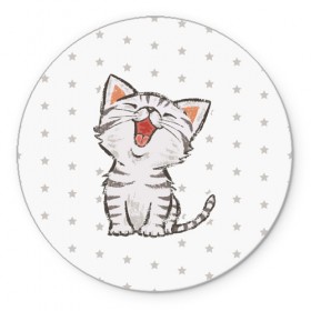 Коврик круглый с принтом Милейший Котик в Курске, резина и полиэстер | круглая форма, изображение наносится на всю лицевую часть | cat | cats | cute | kitten | kitty | pussy | smile | звезды | кот | котенок | котик | котики | коты | котята | кошечка | кошечки | кошка | кошки | милая | милота | милый | полосатый | смеется | улыбается | улыбака | улыбка