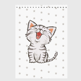 Скетчбук с принтом Милейший Котик в Курске, 100% бумага
 | 48 листов, плотность листов — 100 г/м2, плотность картонной обложки — 250 г/м2. Листы скреплены сверху удобной пружинной спиралью | cat | cats | cute | kitten | kitty | pussy | smile | звезды | кот | котенок | котик | котики | коты | котята | кошечка | кошечки | кошка | кошки | милая | милота | милый | полосатый | смеется | улыбается | улыбака | улыбка