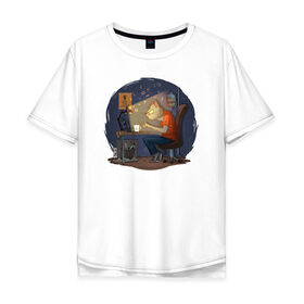 Мужская футболка хлопок Oversize с принтом IT - кот в Курске, 100% хлопок | свободный крой, круглый ворот, “спинка” длиннее передней части | birdborn | it | админ | подарок | программист | профессия | работа