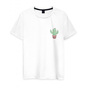 Мужская футболка хлопок с принтом Fucktus-2 в Курске, 100% хлопок | прямой крой, круглый вырез горловины, длина до линии бедер, слегка спущенное плечо. | cactus | you | аргументы | иголки | кактус | карман | колючий | растение