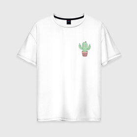 Женская футболка хлопок Oversize с принтом Fucktus-2 в Курске, 100% хлопок | свободный крой, круглый ворот, спущенный рукав, длина до линии бедер
 | cactus | you | аргументы | иголки | кактус | карман | колючий | растение