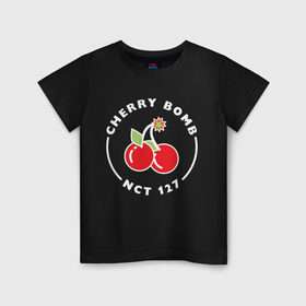 Детская футболка хлопок с принтом Cherry Bomb в Курске, 100% хлопок | круглый вырез горловины, полуприлегающий силуэт, длина до линии бедер | 127 | bomb | cherry | k pop | korea | kpop | nct | pop | бомб | бомба | вишневая | корейцы | корея | нст | черри