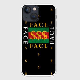 Чехол для iPhone 13 mini с принтом FACE GG Style в Курске,  |  | Тематика изображения на принте: dark | eshkere | face | gucci | gussi | hate | hip | love | rap | raper | rapper | russian | tattoo | антибренд | гуси | гусси | гучи | гуччи | дремин | иван | мрачный | репер | русский | рэп | рэпер | тату | фэйс | хип | хоп | эщкере