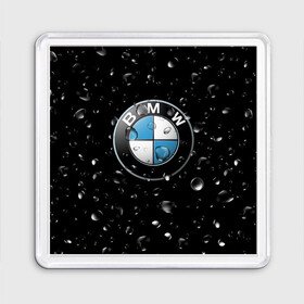 Магнит 55*55 с принтом BMW под Дождём в Курске, Пластик | Размер: 65*65 мм; Размер печати: 55*55 мм | auto | bmw | logo | moto | symbol | авто | автомобили | автомобилисту | автомобильная | бмв | гонки | дождь | знак | капли | лого | логотип | марка | машина | машинки | машины | мото | мотоцикл | символ | тачка | тюнинг