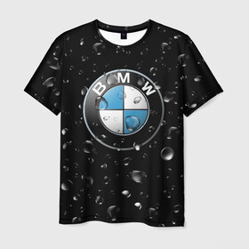 Мужская футболка 3D с принтом BMW под Дождём в Курске, 100% полиэфир | прямой крой, круглый вырез горловины, длина до линии бедер | auto | bmw | logo | moto | symbol | авто | автомобили | автомобилисту | автомобильная | бмв | гонки | дождь | знак | капли | лого | логотип | марка | машина | машинки | машины | мото | мотоцикл | символ | тачка | тюнинг