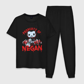 Мужская пижама хлопок с принтом Property of Negan в Курске, 100% хлопок | брюки и футболка прямого кроя, без карманов, на брюках мягкая резинка на поясе и по низу штанин
 | 