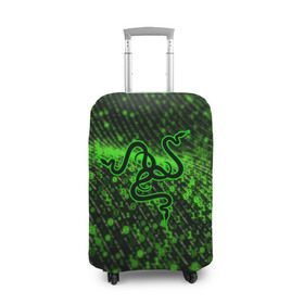 Чехол для чемодана 3D с принтом RAZER в Курске, 86% полиэфир, 14% спандекс | двустороннее нанесение принта, прорези для ручек и колес | 101 | brand | company | gamer | green | logo | mamba | naga | player | razer | rzr | snake | бренд | железо | зеленый | змея | компания | лого | рейзер | софт