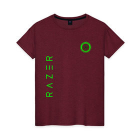 Женская футболка хлопок с принтом RAZER в Курске, 100% хлопок | прямой крой, круглый вырез горловины, длина до линии бедер, слегка спущенное плечо | 101 | brand | company | gamer | green | logo | mamba | naga | player | razer | rzr | snake | бренд | железо | зеленый | змея | компания | лого | рейзер | софт