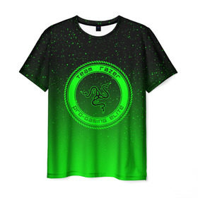 Мужская футболка 3D с принтом RAZER SPACE в Курске, 100% полиэфир | прямой крой, круглый вырез горловины, длина до линии бедер | 101 | brand | company | gamer | green | logo | mamba | naga | player | razer | rzr | snake | space | бренд | железо | зеленый | змея | компания | космос | лого | рейзер | софт
