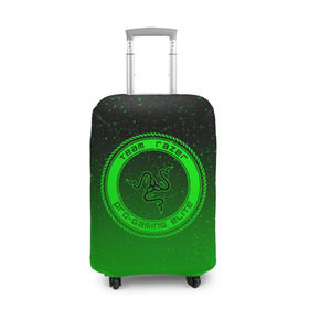Чехол для чемодана 3D с принтом RAZER SPACE в Курске, 86% полиэфир, 14% спандекс | двустороннее нанесение принта, прорези для ручек и колес | 101 | brand | company | gamer | green | logo | mamba | naga | player | razer | rzr | snake | space | бренд | железо | зеленый | змея | компания | космос | лого | рейзер | софт