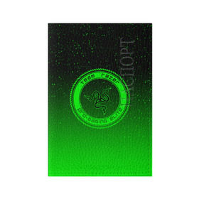 Обложка для паспорта матовая кожа с принтом RAZER SPACE в Курске, натуральная матовая кожа | размер 19,3 х 13,7 см; прозрачные пластиковые крепления | 101 | brand | company | gamer | green | logo | mamba | naga | player | razer | rzr | snake | space | бренд | железо | зеленый | змея | компания | космос | лого | рейзер | софт