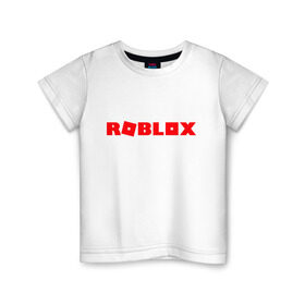 Детская футболка хлопок с принтом Roblox Logo в Курске, 100% хлопок | круглый вырез горловины, полуприлегающий силуэт, длина до линии бедер | Тематика изображения на принте: logo | roblox | лого | логотип | надпись | роблокс