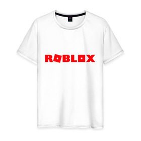 Мужская футболка хлопок с принтом Roblox Logo в Курске, 100% хлопок | прямой крой, круглый вырез горловины, длина до линии бедер, слегка спущенное плечо. | Тематика изображения на принте: logo | roblox | лого | логотип | надпись | роблокс