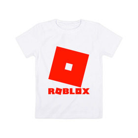 Детская футболка хлопок с принтом Roblox Logo в Курске, 100% хлопок | круглый вырез горловины, полуприлегающий силуэт, длина до линии бедер | logo | roblox | лого | логотип | надпись | роблокс