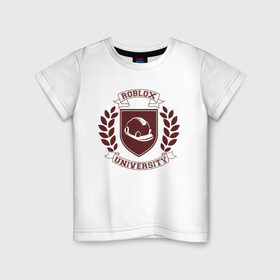 Детская футболка хлопок с принтом Roblox University в Курске, 100% хлопок | круглый вырез горловины, полуприлегающий силуэт, длина до линии бедер | 